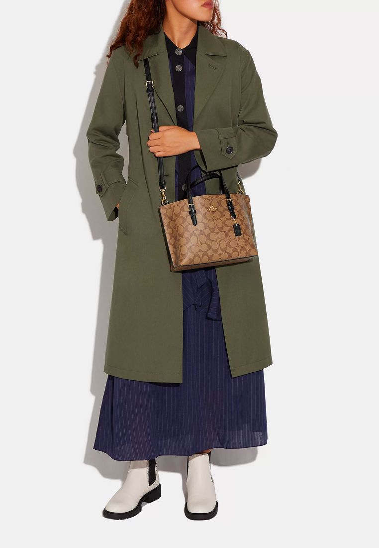 Mollie Tote 25 In Signature Canvas Khaki Black