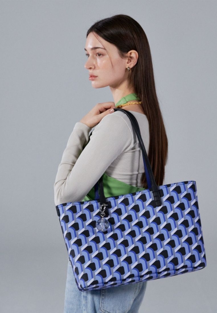 Monogram Shopper Blue Black