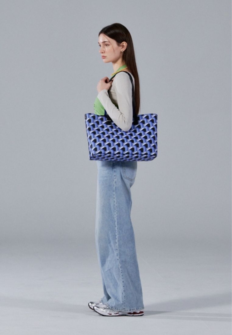 Monogram Shopper Blue Black