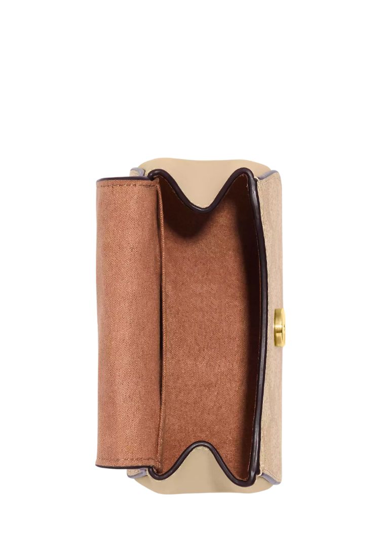 Morgan Card Case On A Chain In Blocked Signature Canvas Light Khaki