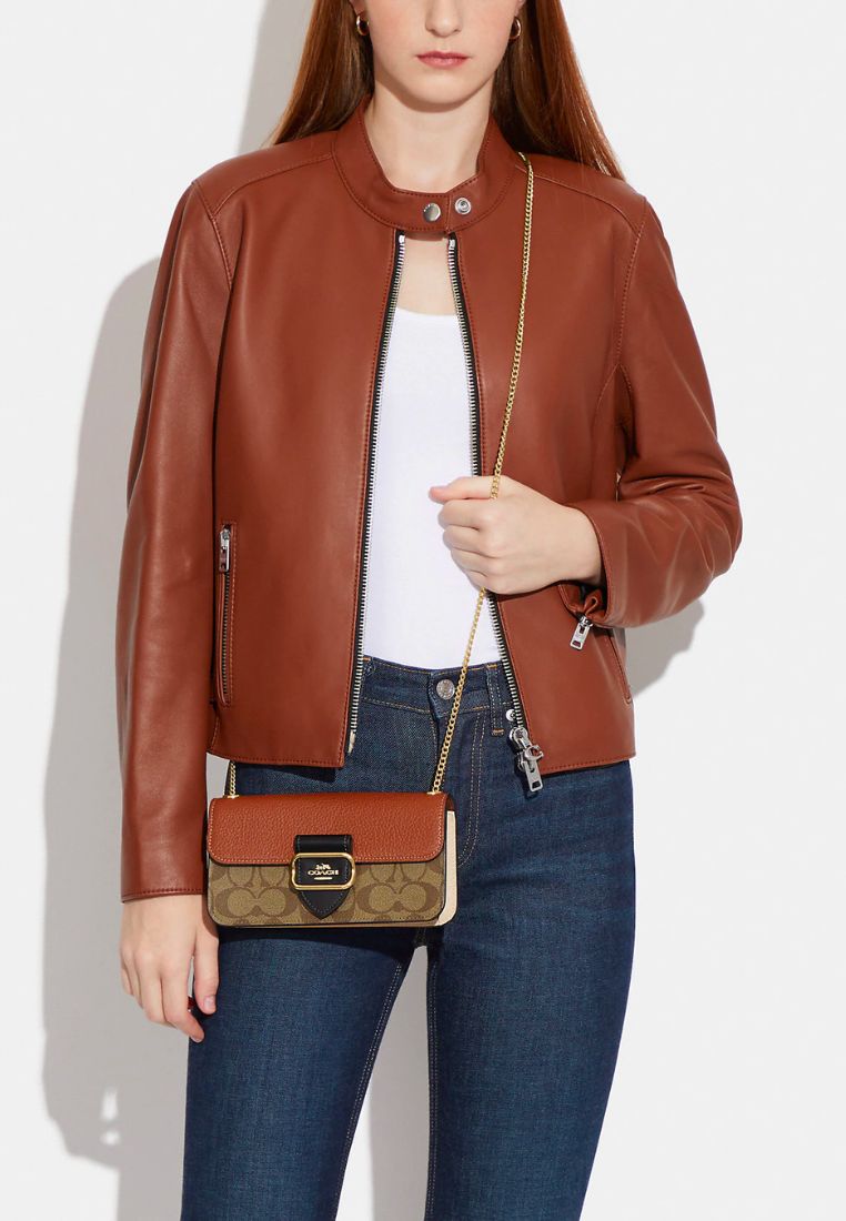 Morgan Crossbody In Colorblock Signature Canvas Khaki Multi