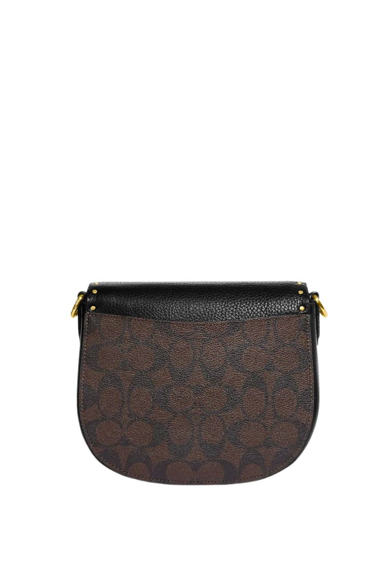 Morgan Saddle Bag In Colorblock Signature Canvas With Rivets Brown Black Multi