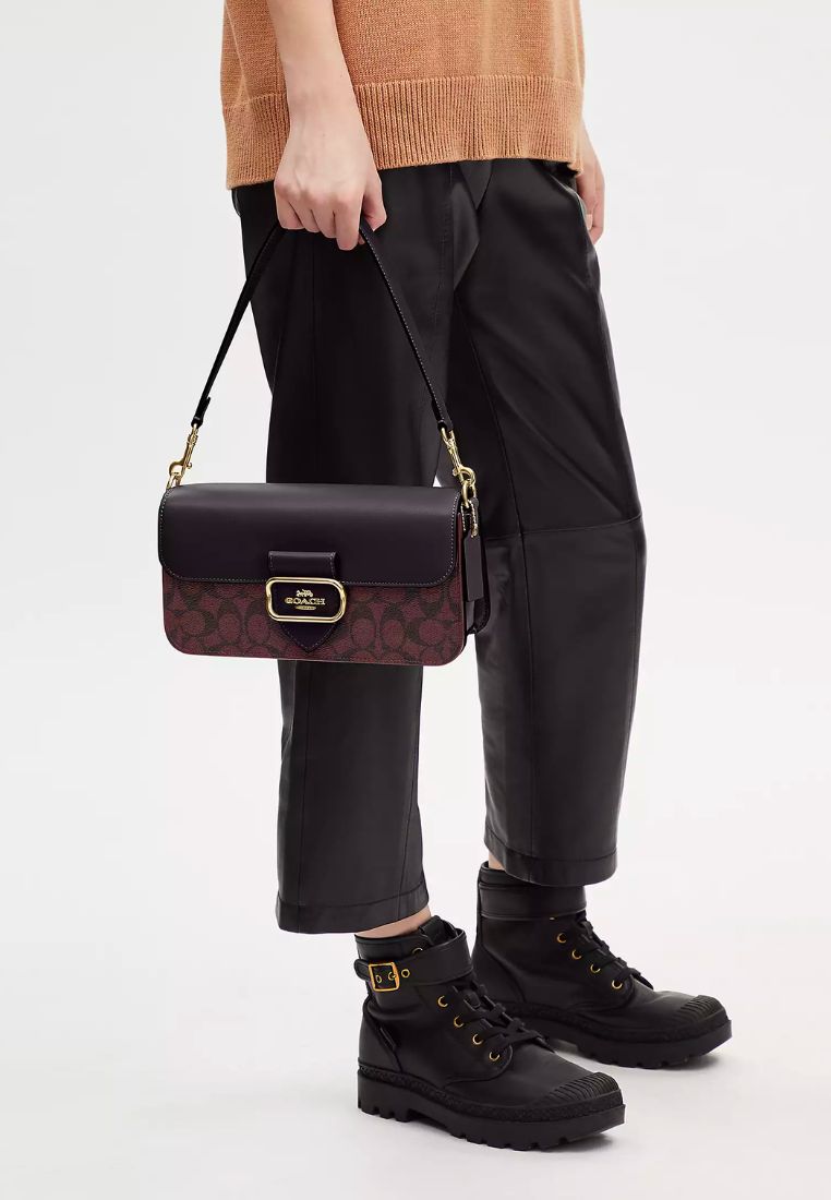 Morgan Shoulder Bag In Colorblock Signature Canvas Oxblood Multi