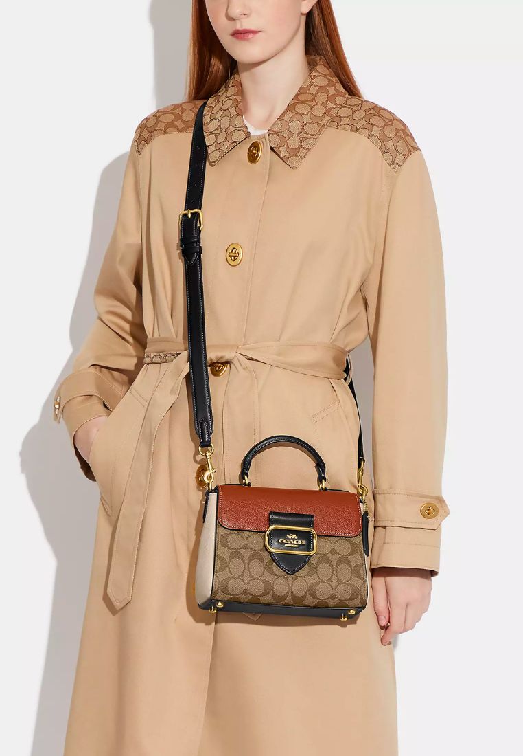 Morgan Top Handle Satchel In Colorblock Signature Canvas Khaki Multi