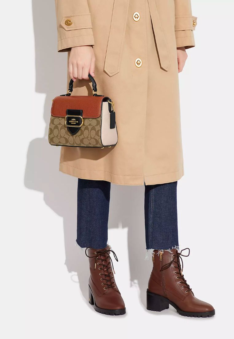 Morgan Top Handle Satchel In Colorblock Signature Canvas Khaki Multi