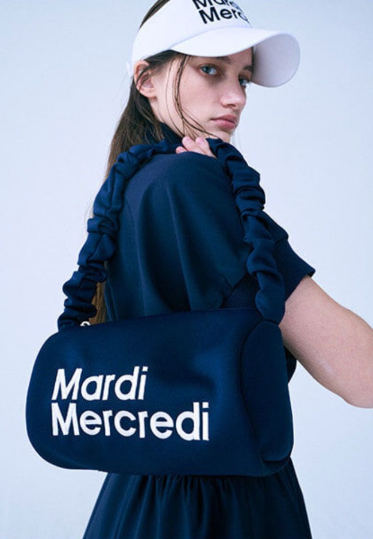 Neoprene Shoulder Bag Cylinder Navy Ivory