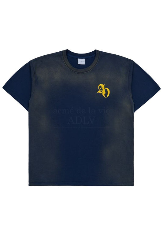New Symbol Logo Spray Washing T-Shirt Navy