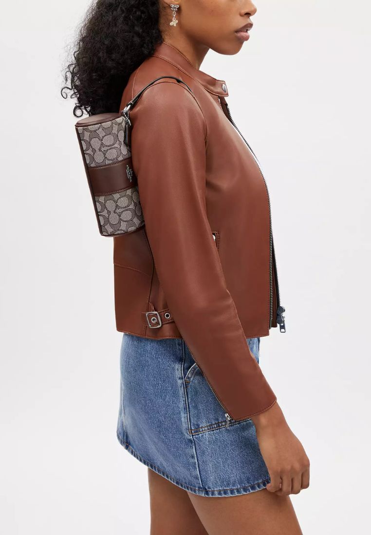 Nolita Barrel Bag In Signature Jacquard Oak Maple