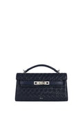 Noor Weave Texture Top Handle Bag - Navy