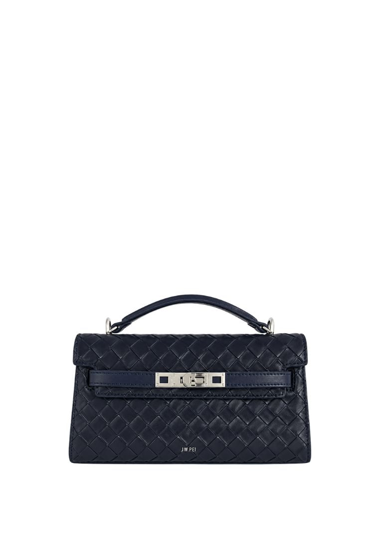 Noor Weave Texture Top Handle Bag - Navy