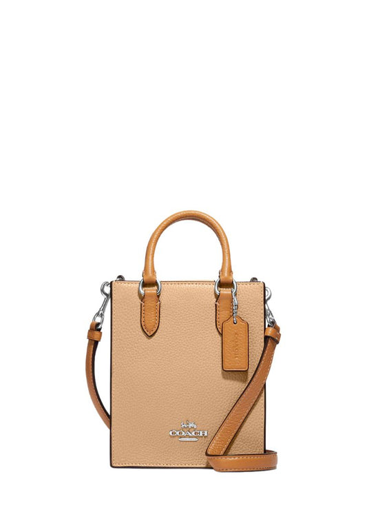 North South Mini Tote In Colorblock Sandy Beige Multi