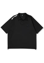 One-button collar short Sleeved T-shirt Black