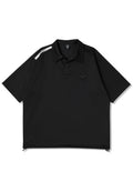 One-button collar short Sleeved T-shirt Black