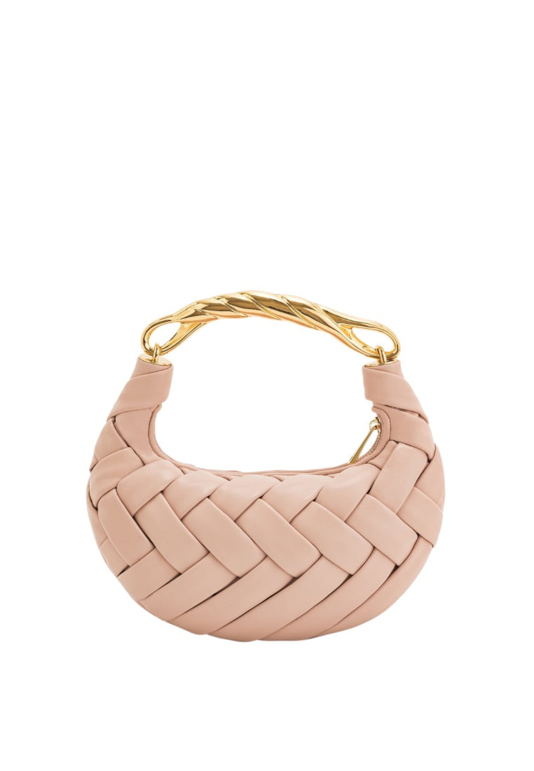 Orla Weave Handbag - Pink Beige