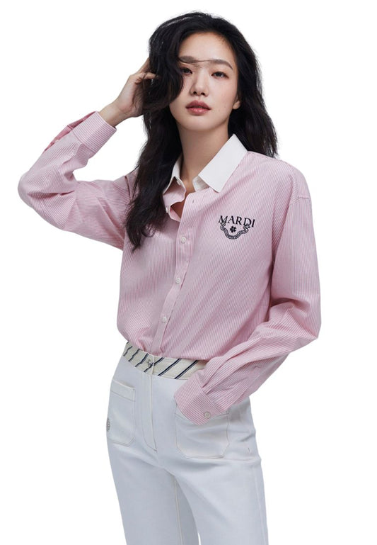 Oxford Shirt Stripe Alumni Classique Pink Navy