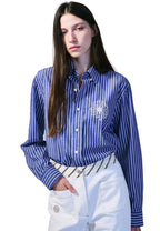 Oxford Shirt Stripe Navy Ivory