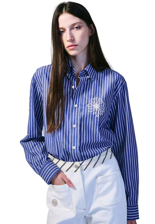 Oxford Shirt Stripe Navy Ivory