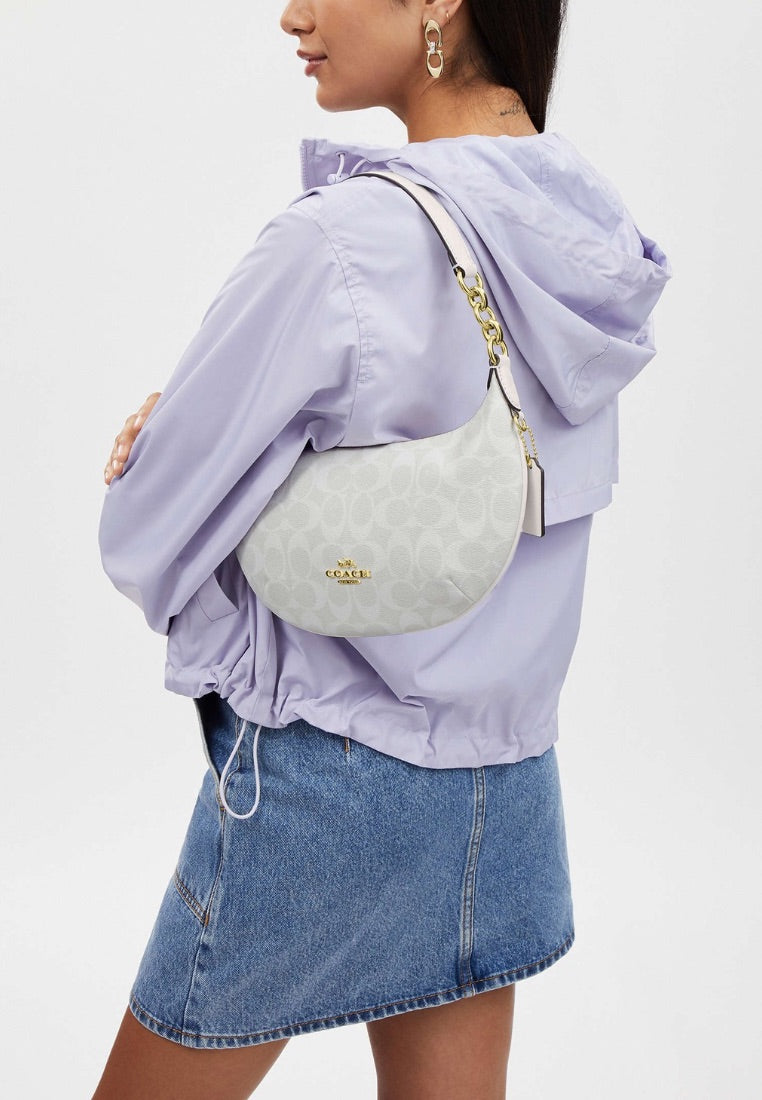 Payton Hobo In Signature Canvas Glacier White