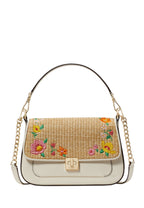 Phoebe Embroidered Straw Flap Crossbody Meringue Multi