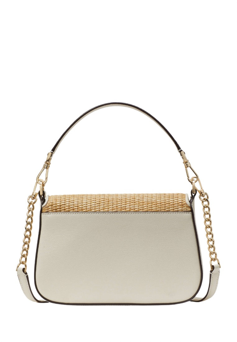 Phoebe Embroidered Straw Flap Crossbody Meringue Multi