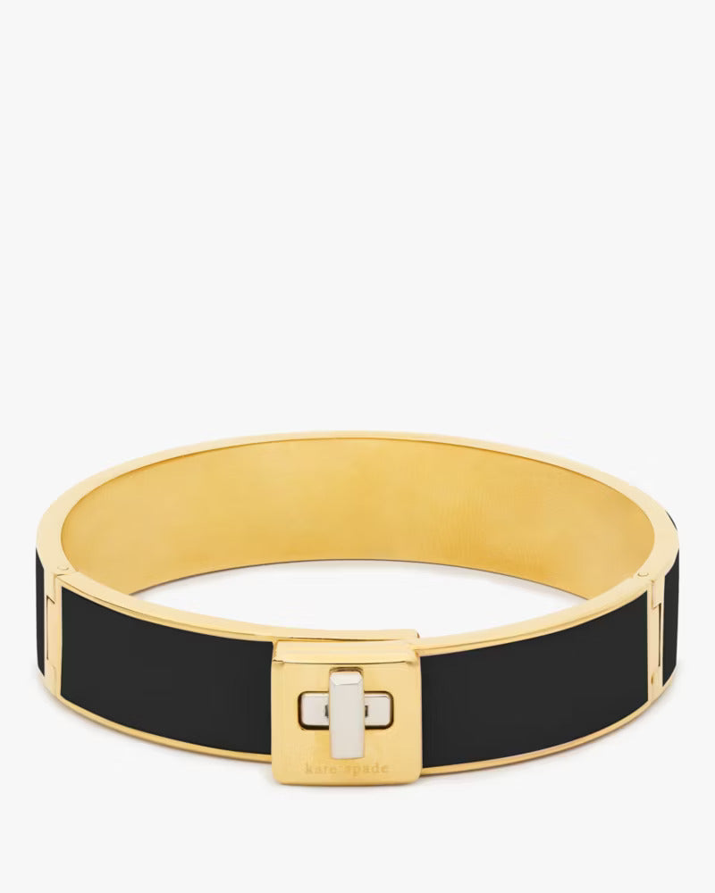 Phoebe Enamel Turnlock Bangle Black