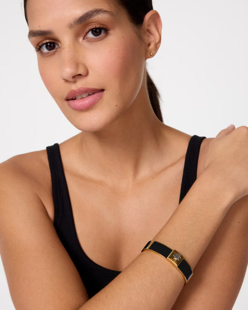 Phoebe Enamel Turnlock Bangle Black