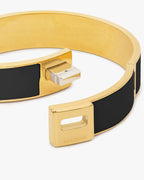 Phoebe Enamel Turnlock Bangle Black