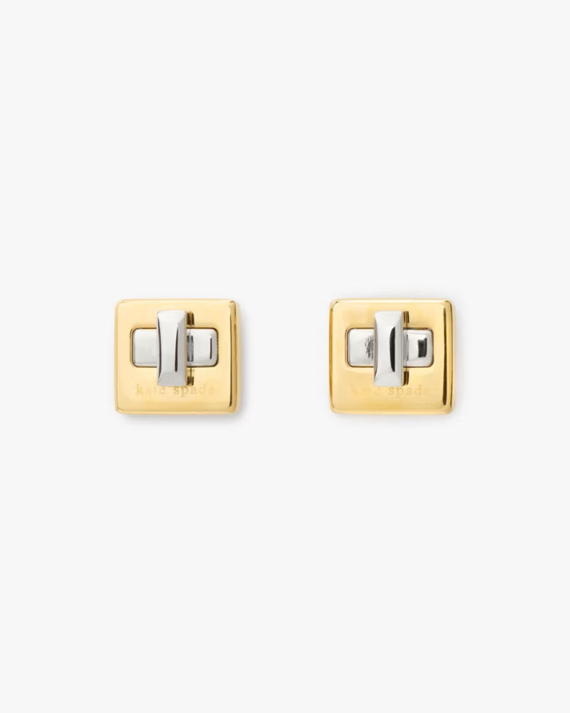 Phoebe Turnlock Studs Gold Silver