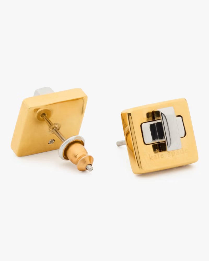 Phoebe Turnlock Studs Gold Silver