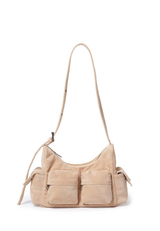 Pocket Mug Bag M Suede Beige