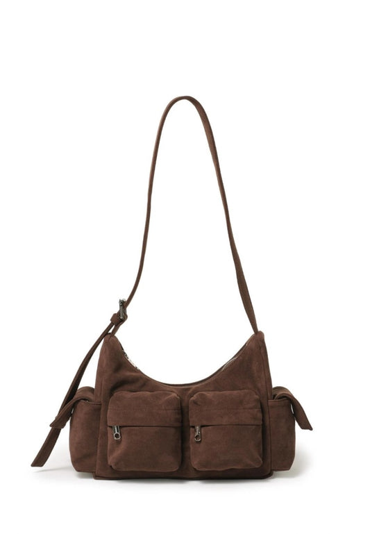 Pocket Mug Bag M Suede Brown