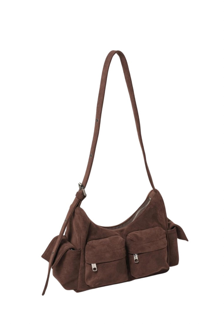 Pocket Mug Bag M Suede Brown