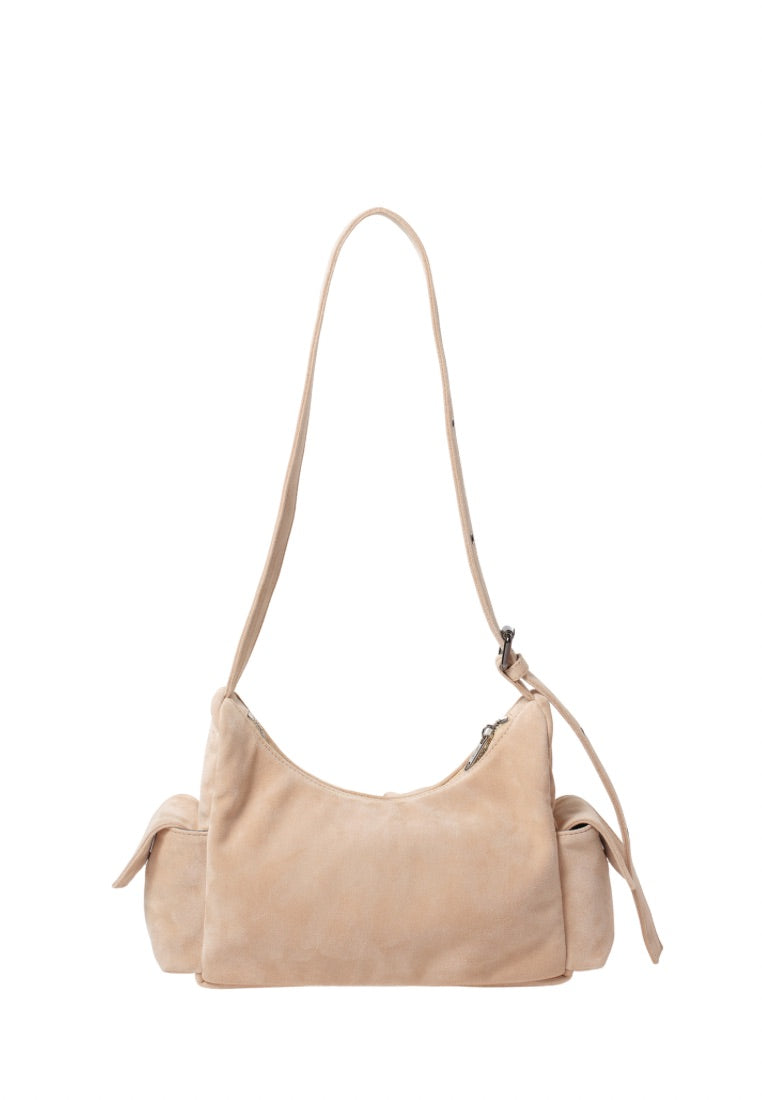 Pocket Mug Bag M Suede Beige