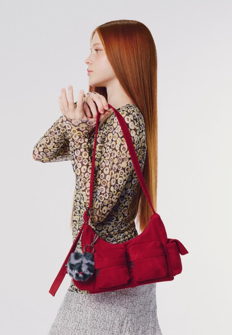 Pocket Mug Bag M Suede Red