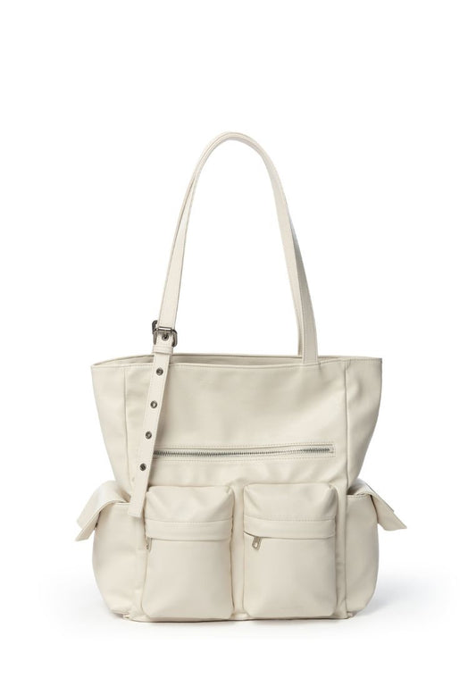 Pocket Shopper Bag L Nappa Ivory