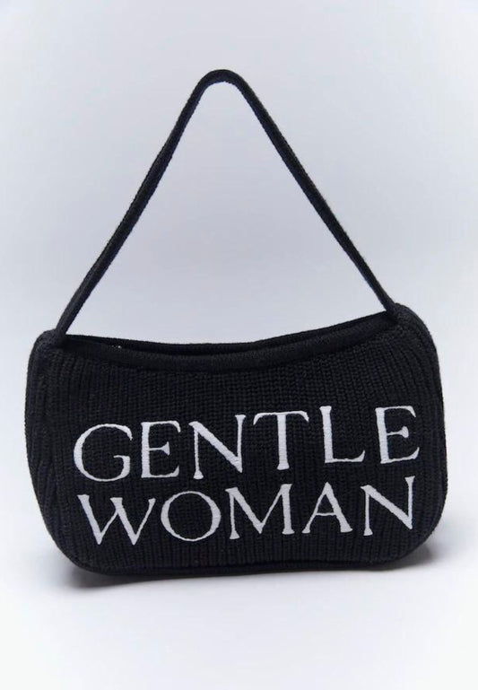 Preppy Knit Shoulder Bag Black