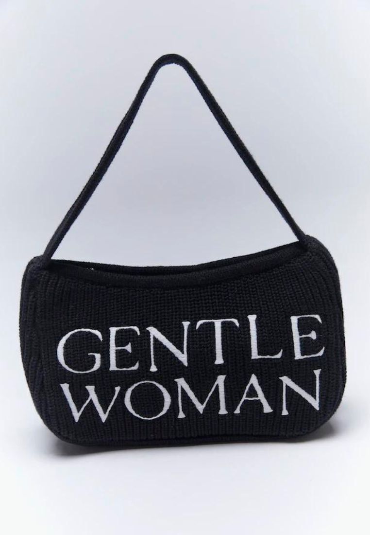 Preppy Knit Shoulder Bag Black