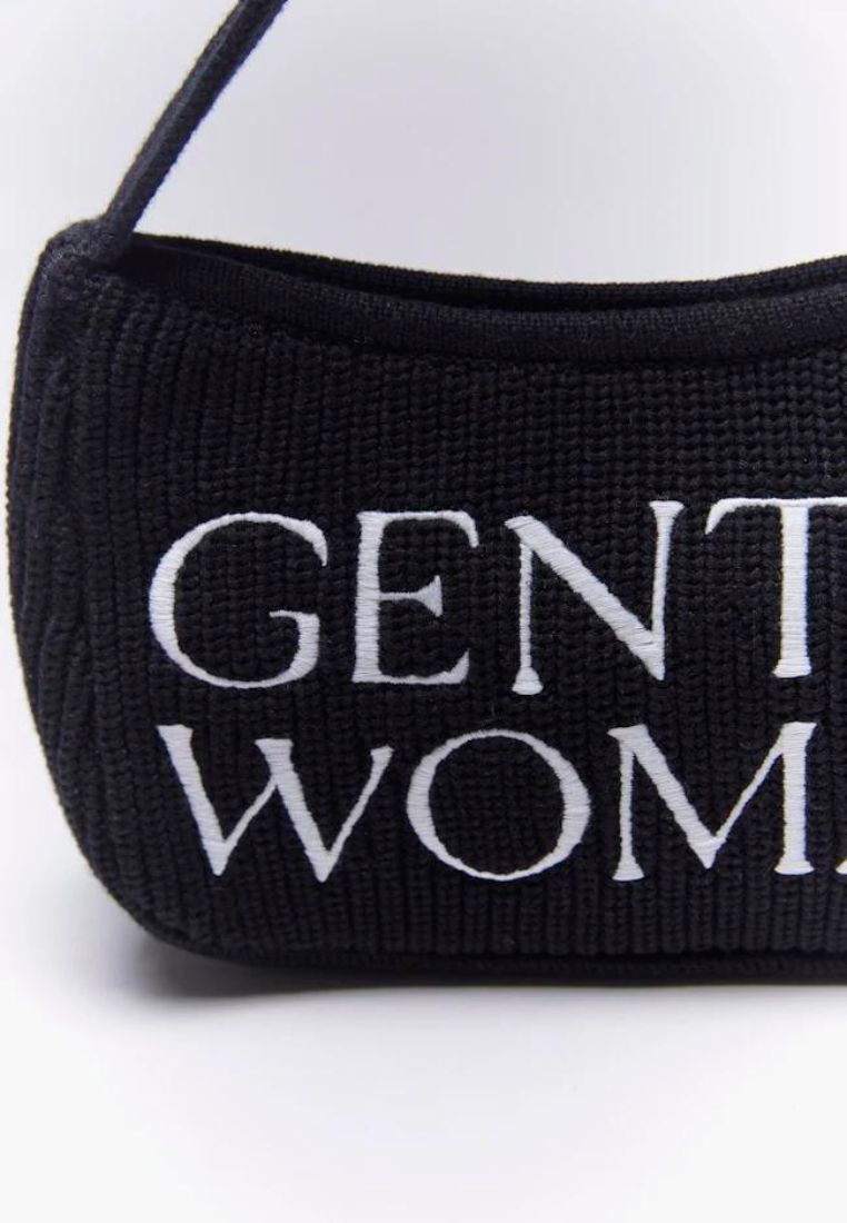 Preppy Knit Shoulder Bag Black