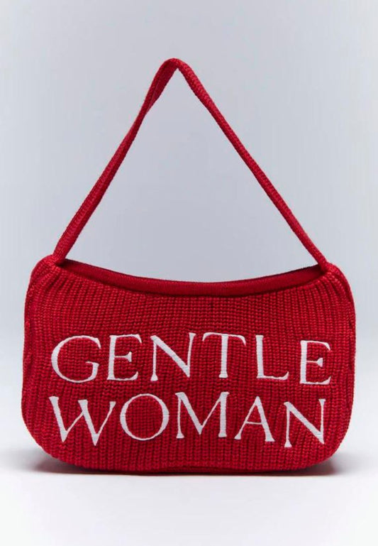 Preppy Knit Shoulder Bag Red