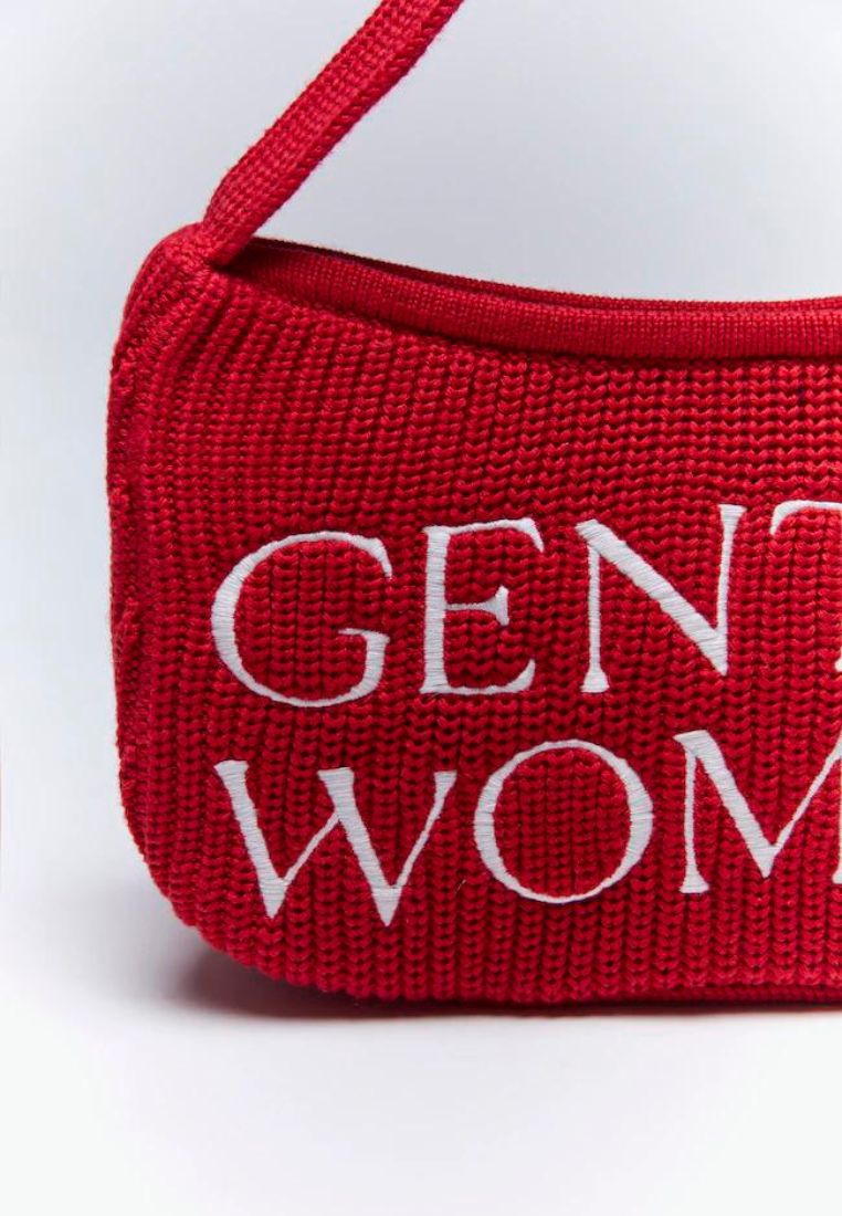 Preppy Knit Shoulder Bag Red