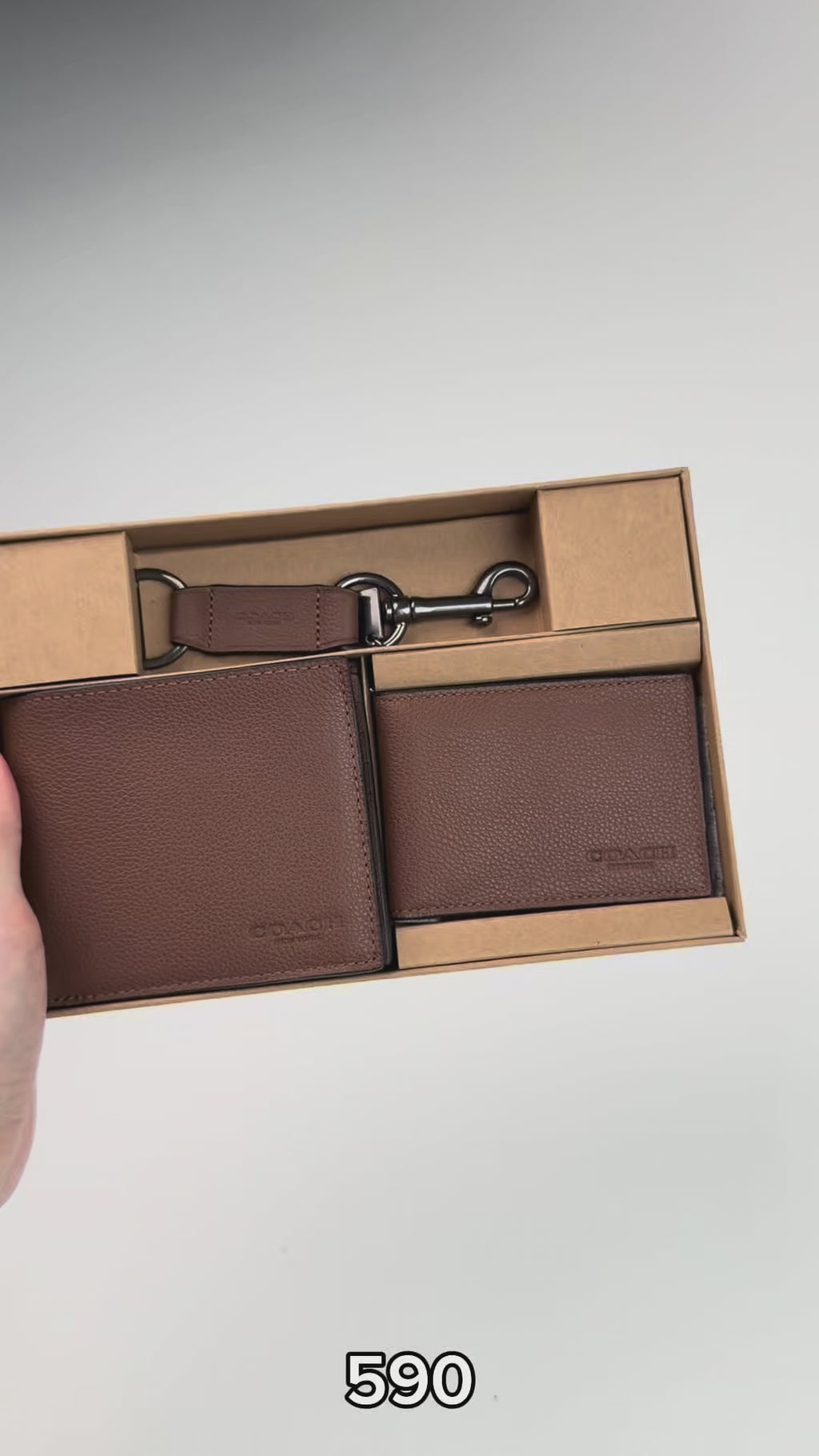 Boxed 3 In 1 Wallet Gift Set Dark Saddle