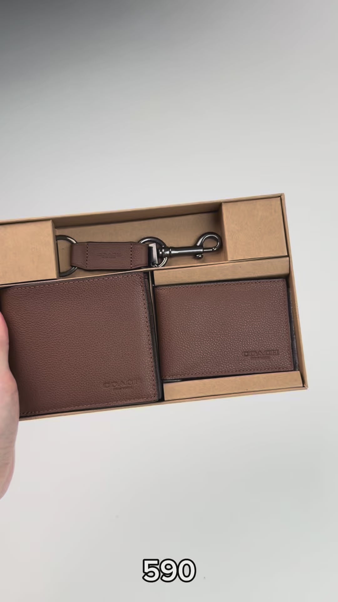 Boxed 3 In 1 Wallet Gift Set Dark Saddle