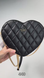 Love Shack Quilted Heart Crossbody Purse Black