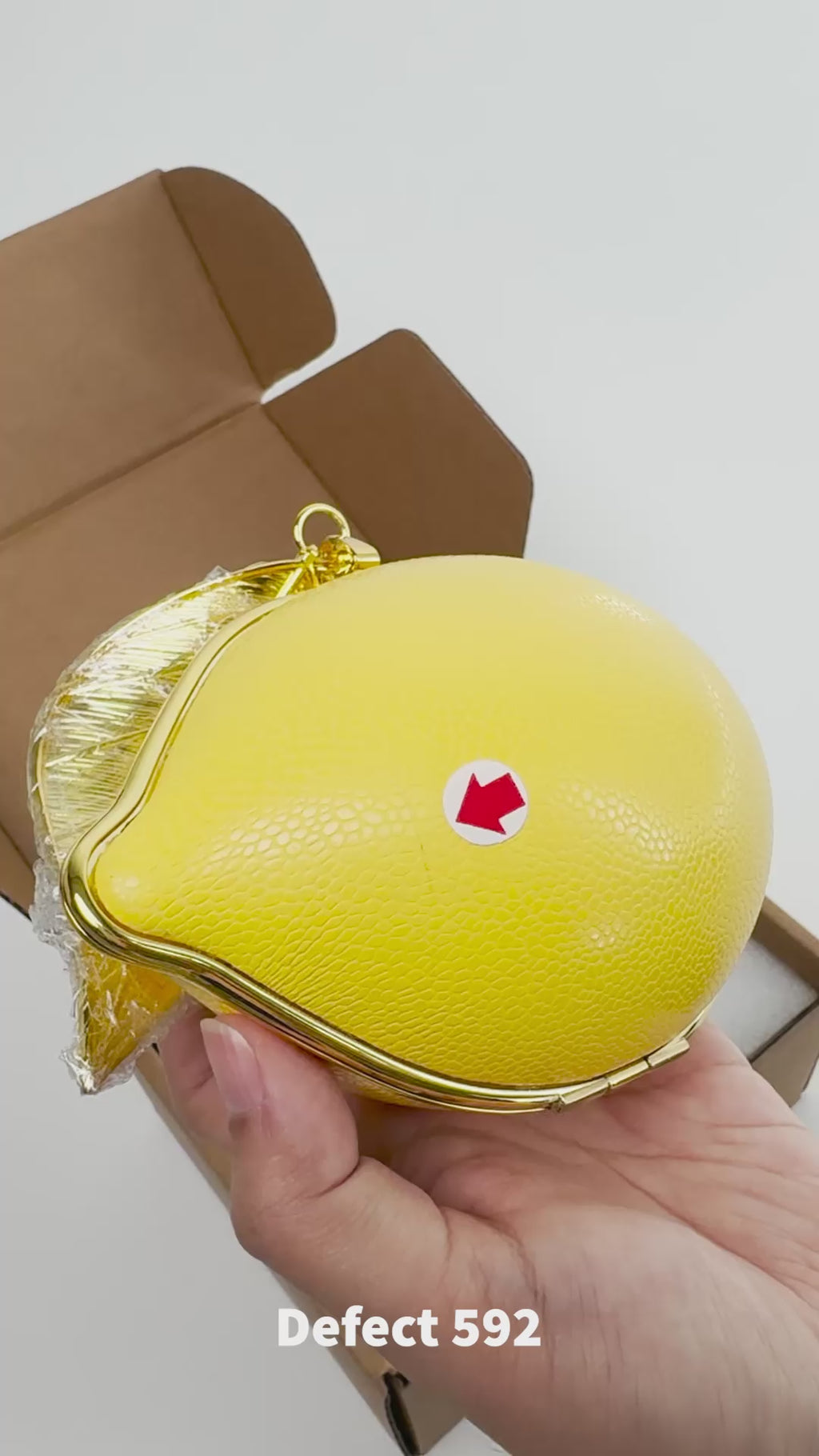 Tori Vegan Leather Metal Structure Clutch - Lemon Yellow