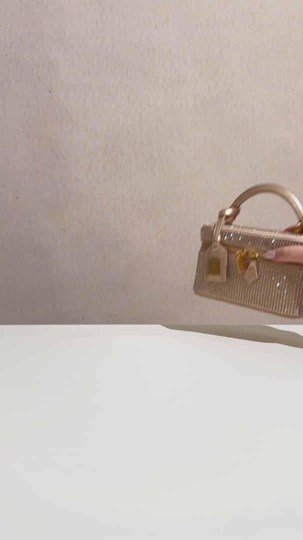 Cleo Box Shape Top Handle Bag - Brown