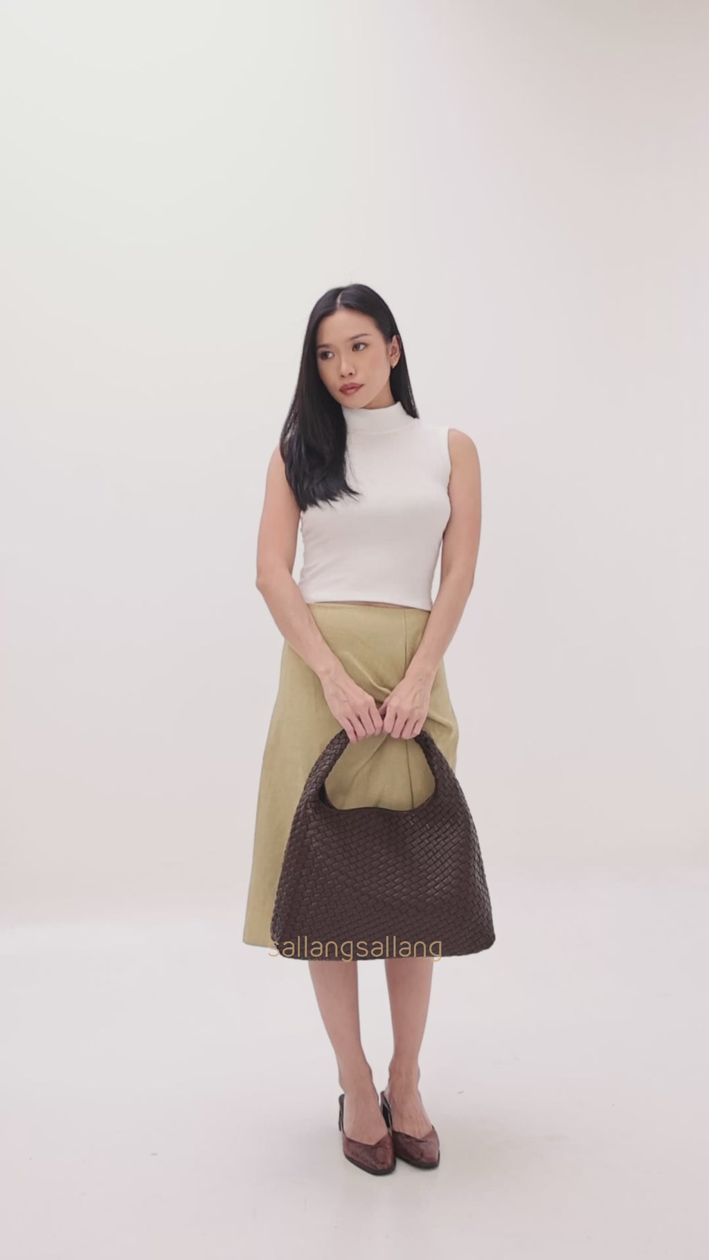 Laura Woven Shoulder Bag - Mocha Brown