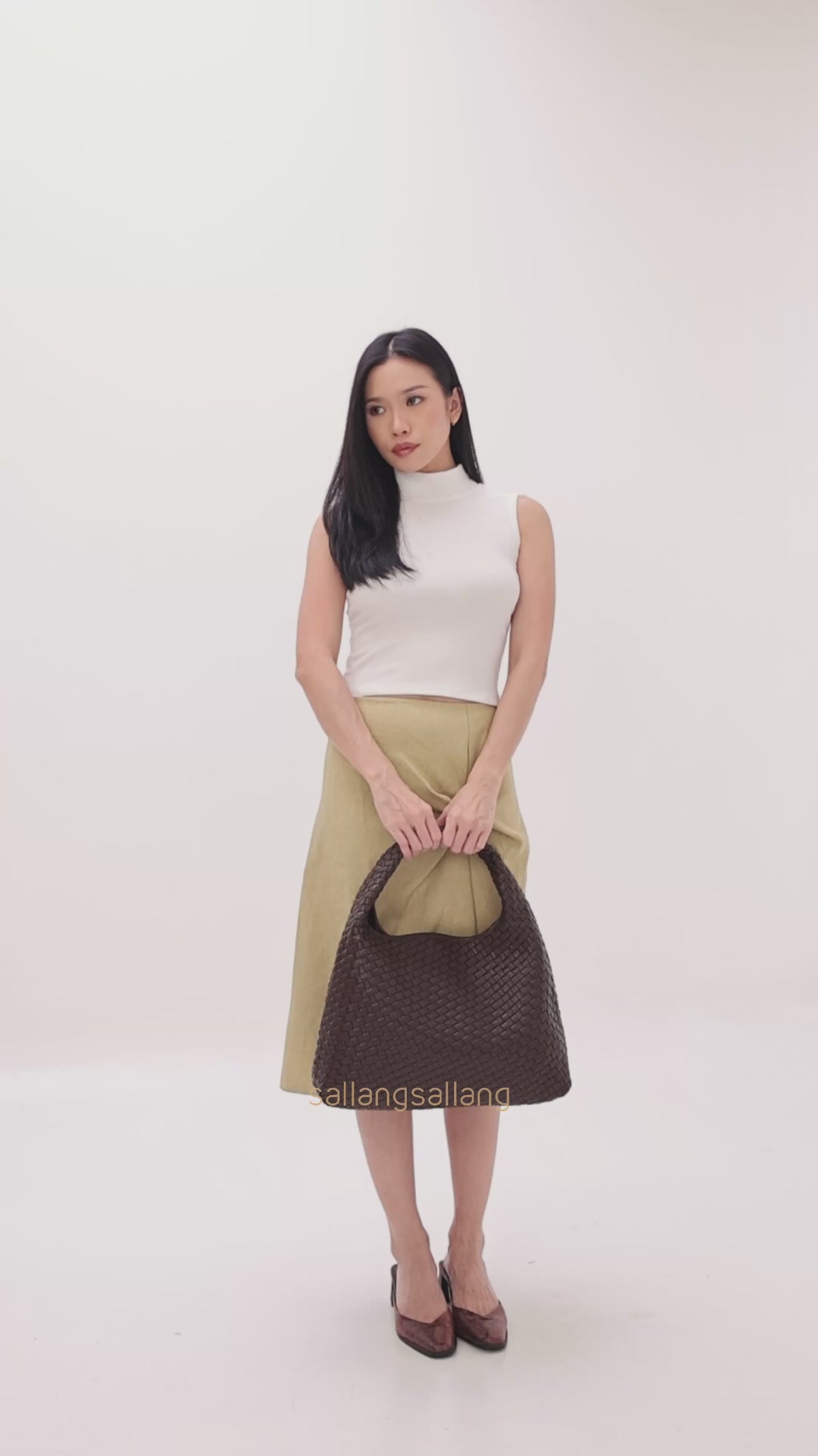 Laura Woven Shoulder Bag - Mocha Brown