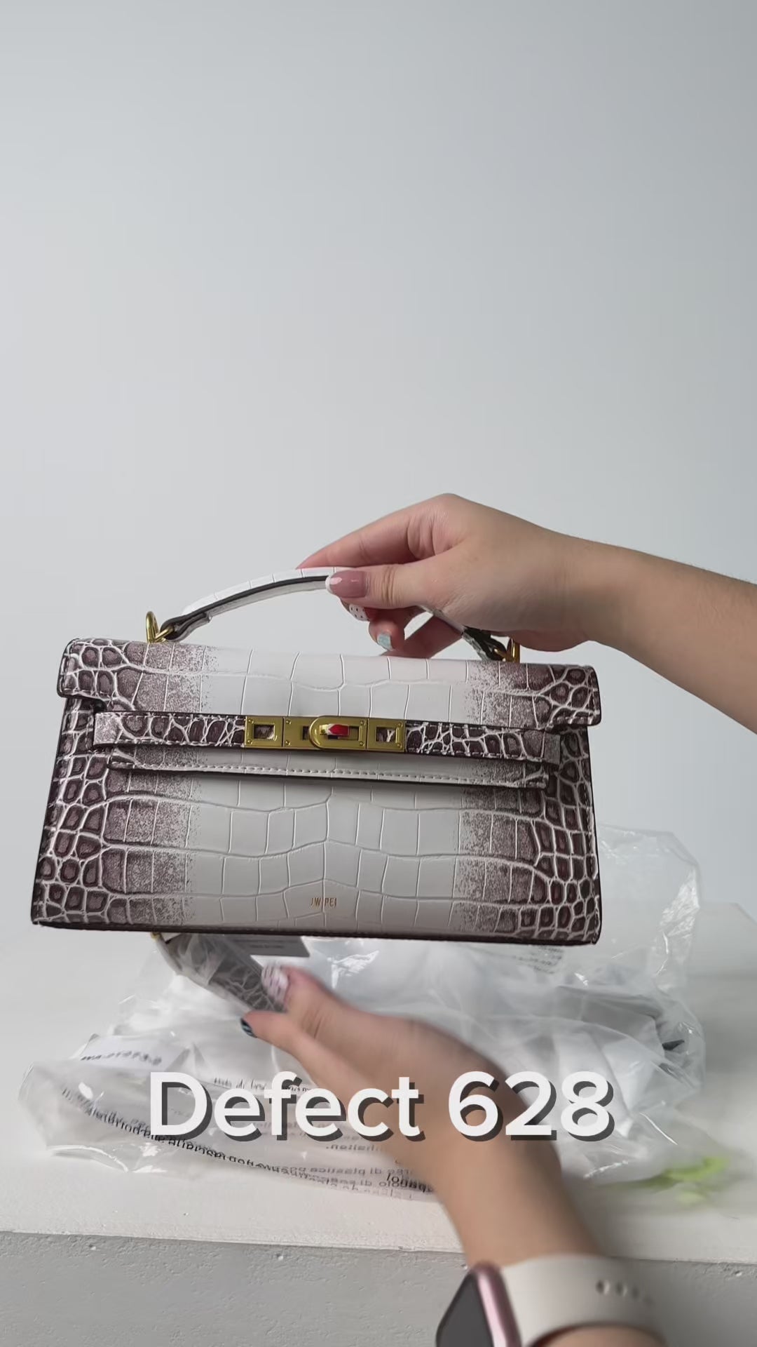 Noor Top Handle Bag - White Croc