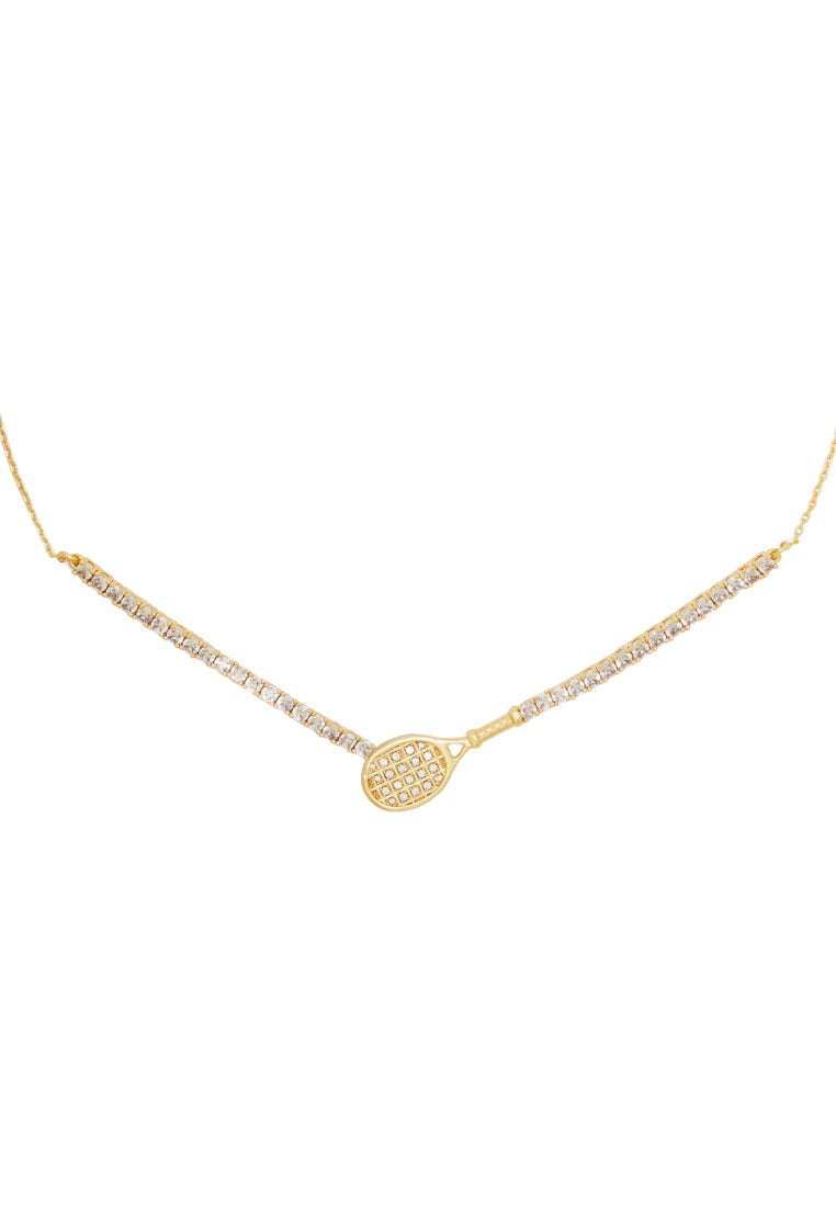 Queen Of The Court Tennis Necklace Clear Gold