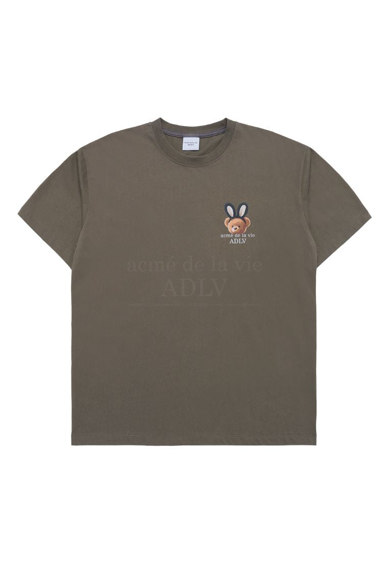 Rabbit Bear Doll Logo Short Sleeve T-Shirt Cocoa